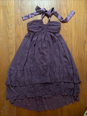 H&M Lavender Sparkle Halter Ruffle Strapless Midi Coquette Dress Women’s Size 4